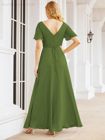 Numbersea Formal Prom Gowns for Mother of The Bride Short Sleeves Bridesmaid Dress 28049