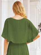 Numbersea Bridesmaid Dresses for Wedding Formal Evening Party Prom Gown with Cape 28050