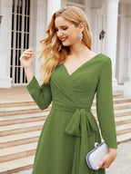Bridesmaid Dress V-Back Waist Belt Mother of the Bride Wedding Guest SY28031 by numbersea
