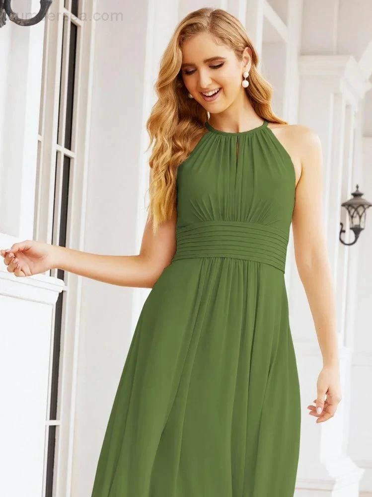 Numbersea Keyhole Bridesmaid Dresses Sleeveless Formal Evening Party Prom Gowns 28043 by numbersea