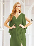 Numbersea Bridesmaid Dresses with Split for Wedding Party Flutter Sleeves 28045 by numbersea
