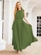 Numbersea Sleeveless Long Bridesmaid Dress A line Formal Evening Prom Gown 28025