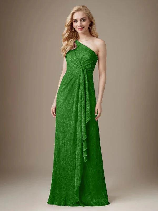 Ruby Sheath One Shoulder Metallic Mesh Dress Mother of the Bride Dress by Dreamylily