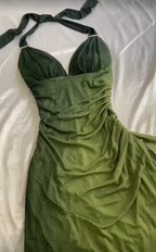 Sexy Halter Ombre Green V Neck Chiffon Long Prom Dress Party Evening Gown Y7484 by simplepromdress