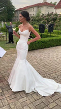 Mermaid Spaghetti Straps Satin Wedding Dress Glamorous White Wedding Dress Y434 by simplepromdress
