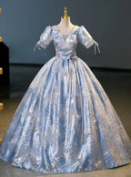 Elegant Blue Print Ball Gown A Line Quinceanera Dress Y7678 by simplepromdress