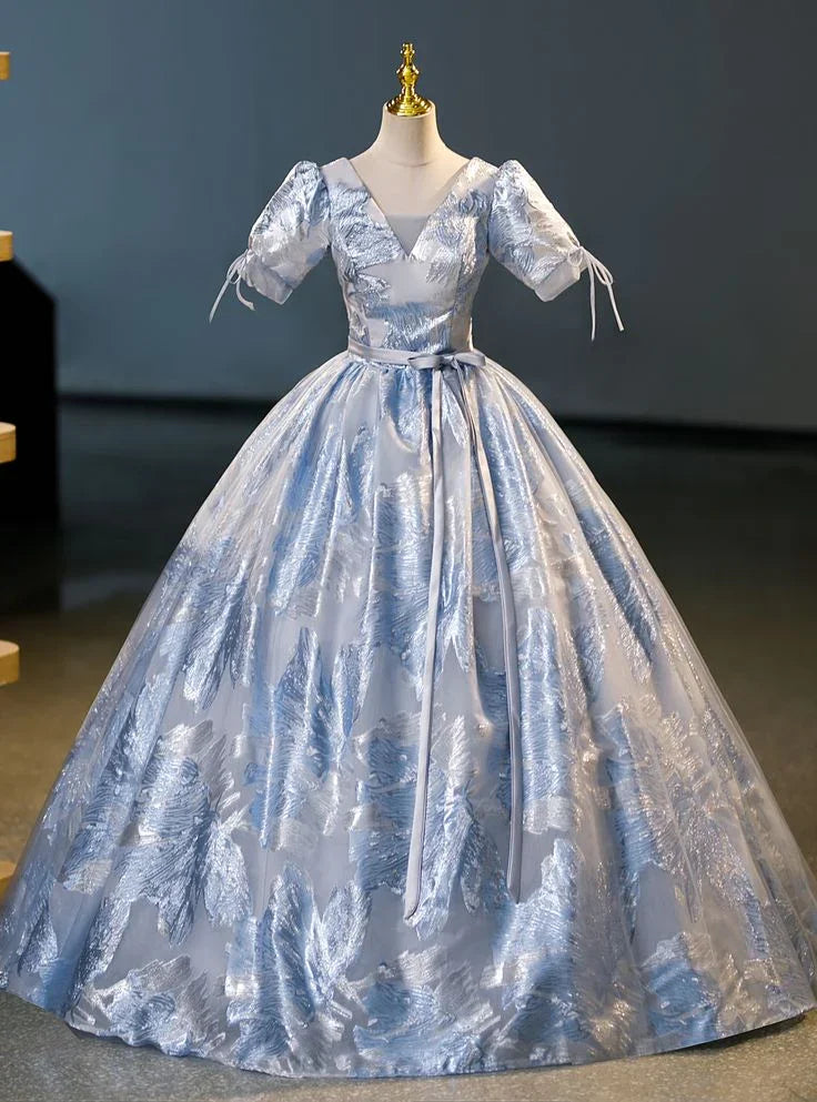 Elegant Blue Print Ball Gown A Line Quinceanera Dress Y7678 by simplepromdress