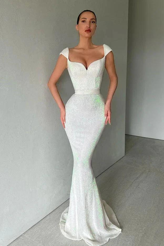 Mermaid Off The Shoulder Sweetheart Long Prom Dress with Sequins by BIZTUNNEL