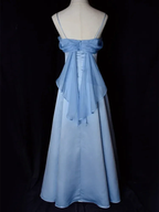 Elegant Blue Satin Spaghetti Straps Evening Gown A Line Long Party Dress Prom Dress Y7557 by simplepromdress