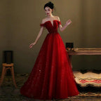 Red tulle sequins long prom dress red evening gown Y1179 by simplepromdress