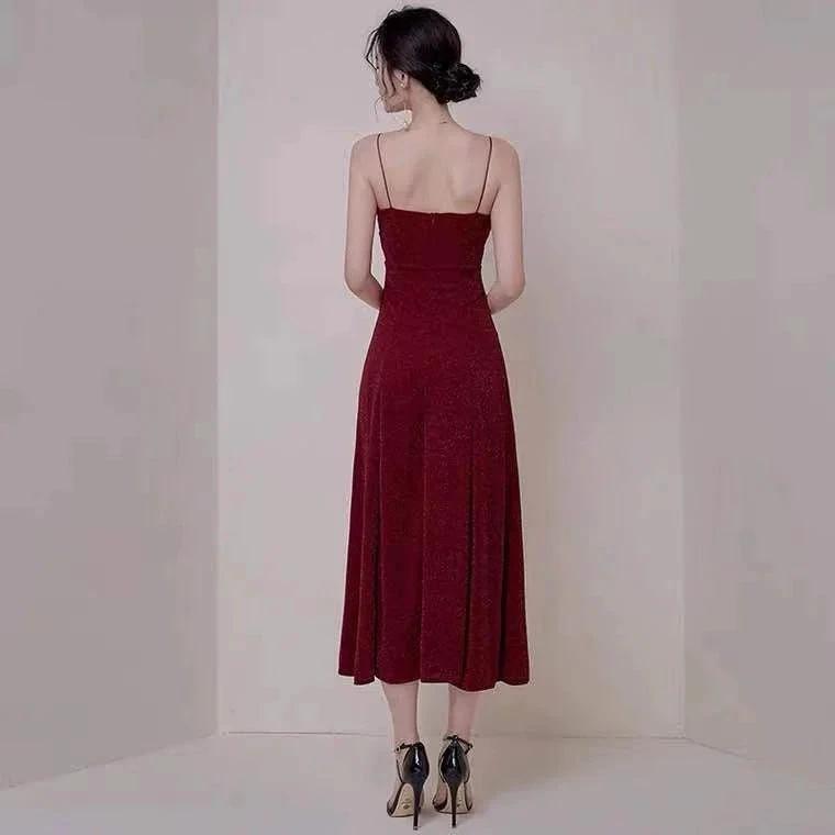 Wine red party dress spaghetti straps evening dress high slit prom dress backless formal dress custom made Y1140 by simplepromdress