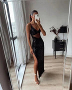 Sexy Black Sequins Long Prom Dress Black Evening Dress Y1167 by simplepromdress