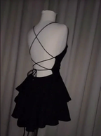 Sexy Backless Short Prom Dress Black Satin Homecoming Dress Y7620 by simplepromdress