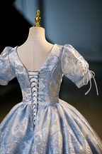 Elegant Blue Print Ball Gown A Line Quinceanera Dress Y7678 by simplepromdress