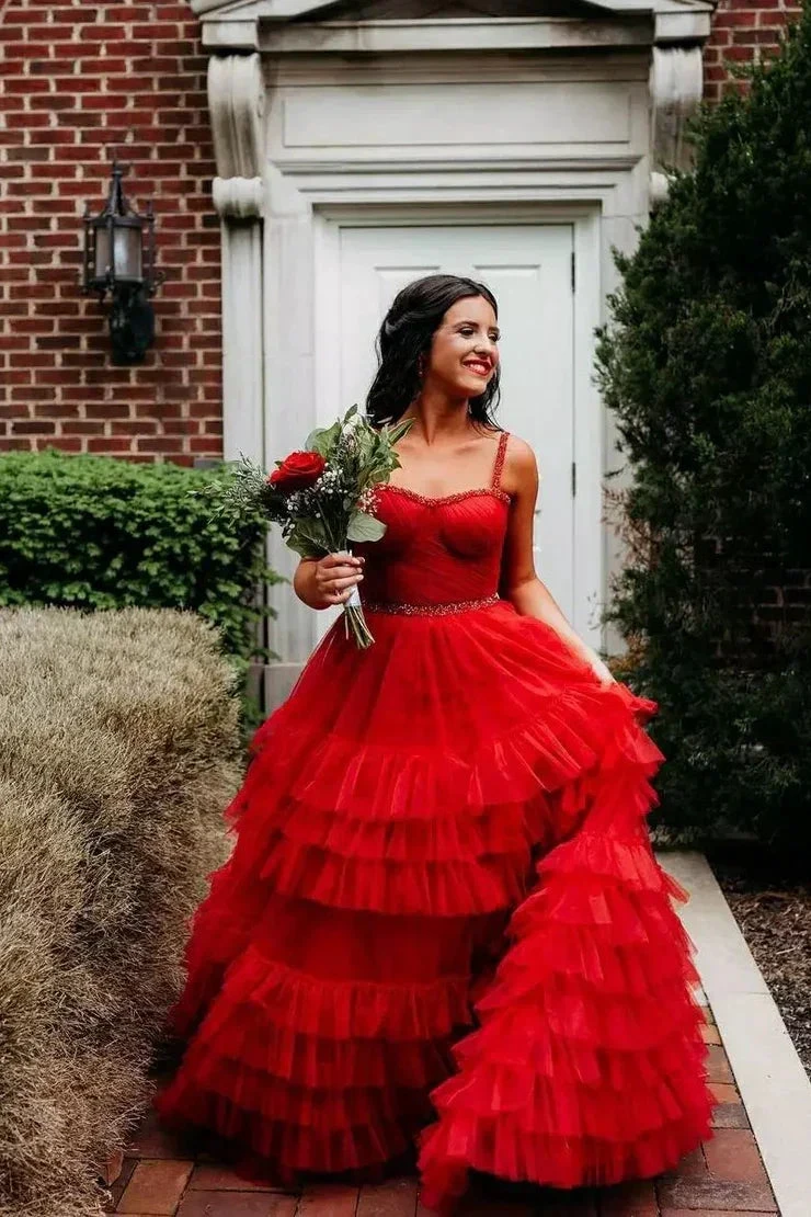 Tiered Ruffle Sweetheart Beaded Long Prom Dress by KissProm