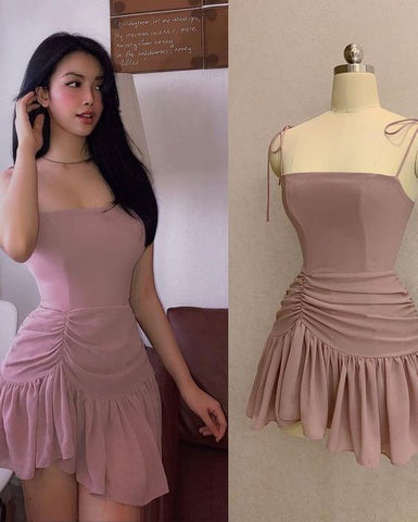 Black Straps A-line Simple Party Dress Short Homecoming Dress Y1904