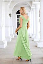Ladies Chiffon V Neck Sleeveless Floor Length Bridesmaid Evening Dress Wedding Party Evening Dress 28126 by numbersea