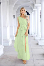 Ladies Chiffon One Shoulder Bridesmaid Evening Dress Wedding Party Evening Dress 28133 by numbersea