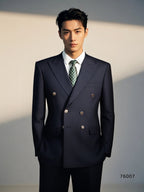 Double-Breasted Pinstripe Wool Suit | Tailored Formal Groom & Business Suit by 男装