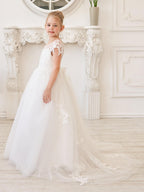 Ivory Detachable Train Princess First Communion Flower Girl Dress - photo 6