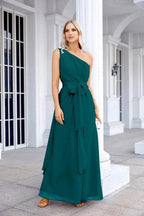 Ladies Chiffon One Shoulder Bridesmaid Evening Dress Wedding Party Evening Dress 28133 by numbersea