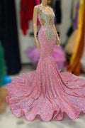 Sexy Long Mermaid V-neck Sequins Formal Prom Dress by BIZTUNNEL