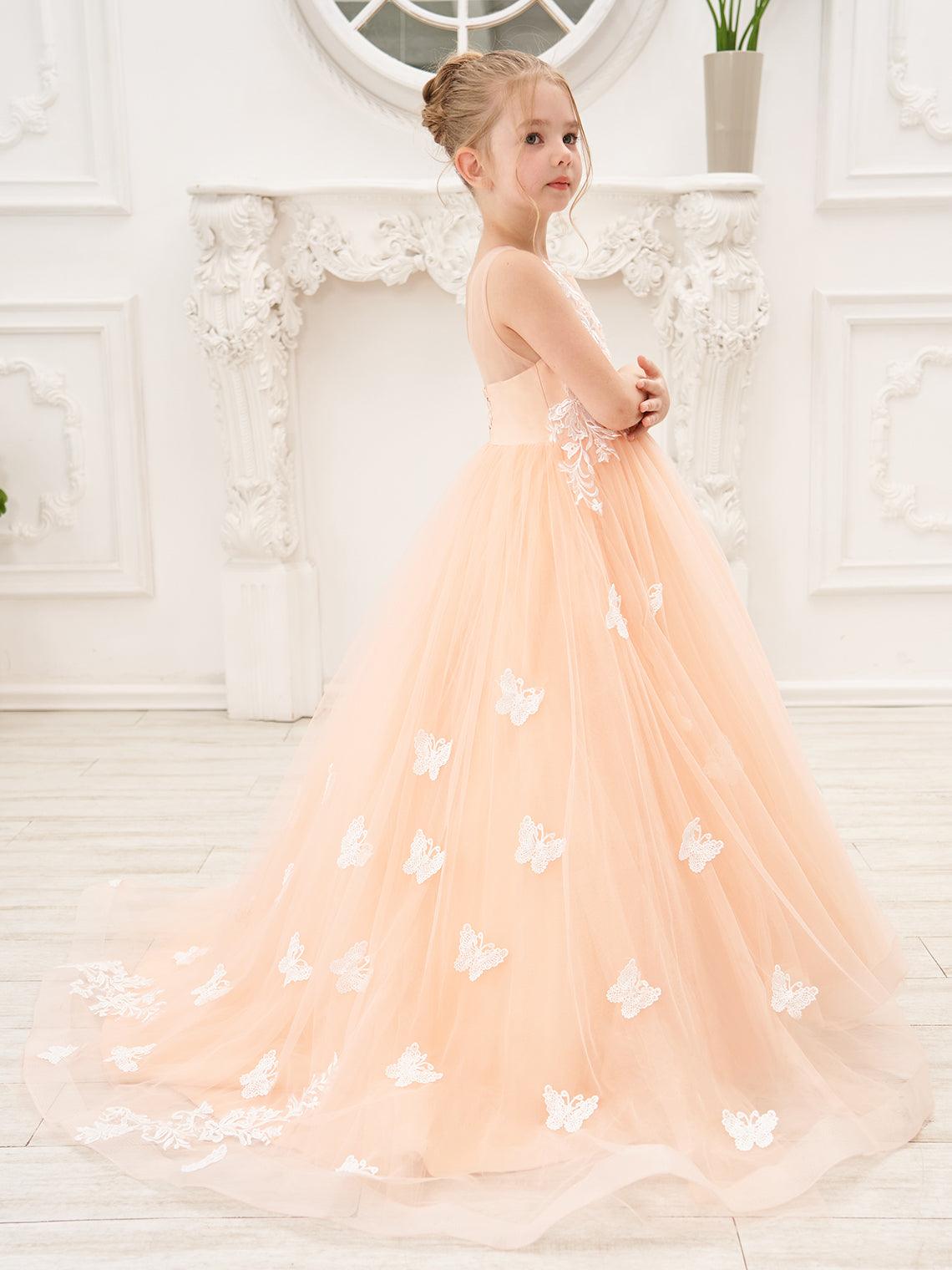 Elegant A-Line Princess Sleeveless Tulle Flower Girl Dress - photo 3
