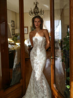 Vintage Ivory Lace Strapless Mermaid Wedding Dress SW189