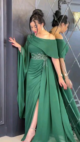 Vestido de fiesta largo verde encantador, vestido de noche verde Y5656