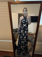 Pretty Halter Navy Blue Satin Print Long Prom Dress Evening Dress Y8453 by simplepromdress