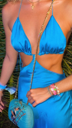 Sexy Blue Floor Length Evening Dress,Blue Sleeveless Evening Gown Y2115 by simplepromdress