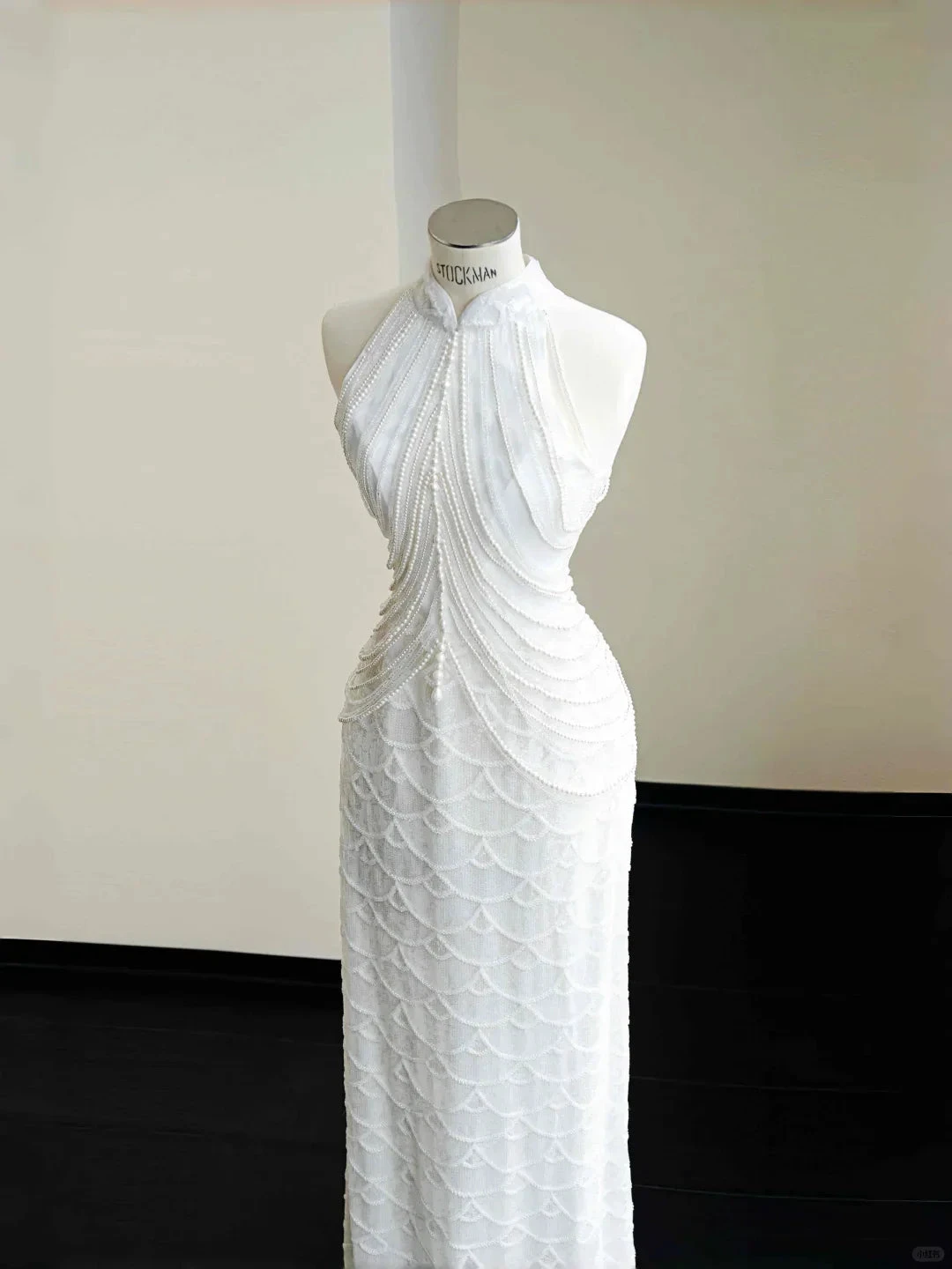 Classy White Sequins Pearls Chain Sheath Long Prom Dress Evening Dress Y8670 by simplepromdress