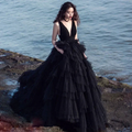 Stunning Gothic Backless Bridal Dress With Tulle Tiered Ball Gown Y76 by simplepromdress