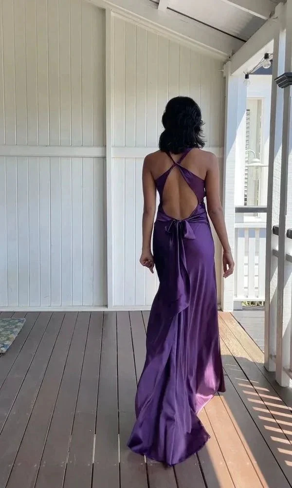 Sexy V Neck Satin Evening Dress Long Prom Dress Y7781 by simplepromdress