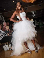 White Tulle High Low Long Prom Dress Formal Evening Dress Y7849 by simplepromdress