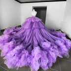 Elegant Halter Purple Tulle High Low Ball Gown Y5684 by simplepromdress