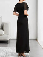 A-line Scoop Ankle-Length Chiffon Mother of the Bride Dress With Beading Pleated by Dreamylily