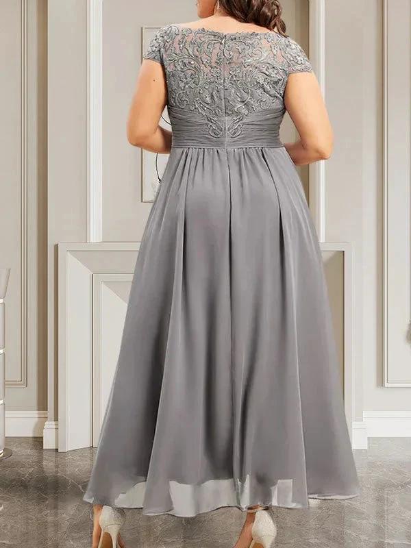 A-line Scoop Floor-Length Lace Chiffon Mother of the Bride Dress With Sequins by Dreamylily