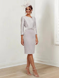 Sheath/Column Jewel Neck Knee-Length Mother of the Bride Dresses by Dreamylily