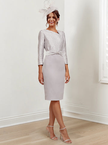 Sheath/Column Jewel Neck Knee-Length Mother of the Bride Dresses