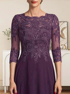 A-line Scoop Floor-Length Lace Chiffon Mother of the Bride Dress With Sequins by Dreamylily