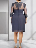 Sheath/Column Sweetheart Knee-Length Chiffon Mother of the Bride Dress With Beading Appliques Lace Sequins Pleated by Dreamylily