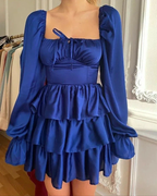 Royal Blue Square Neckline Homecoming Dress With Long Sleeves Retro Dress Y2467 by simplepromdress