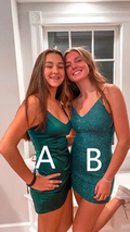 Green Spaghetti Straps Short Homecoming Dress Green Graduation Dress For Teens Y2099 by simplepromdress
