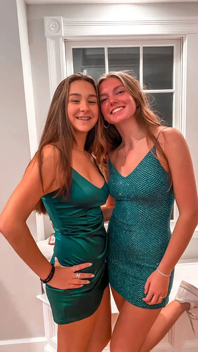 Green Spaghetti Straps Short Homecoming Dress Green Graduation Dress For Teens Y2099 by simplepromdress