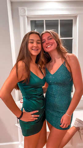 Green Spaghetti Straps Short Homecoming Dress Green Graduation Dress For Teens Y2099