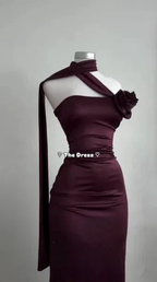 Simple Sheath Burgundy Long Prom Dress Strapless Evening Dress Y8511 by simplepromdress