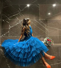 A-line Blue Tulle Sleeveless Evening Dress Y3097 by simplepromdress