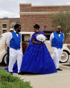Royal Blue Tulle Ball Gown Prom Dress With Cape S8255 by simplepromdress
