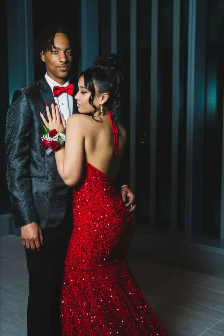 Glitter Red Sequins Mermaid Evening Dress With Train Y5567 by simplepromdress